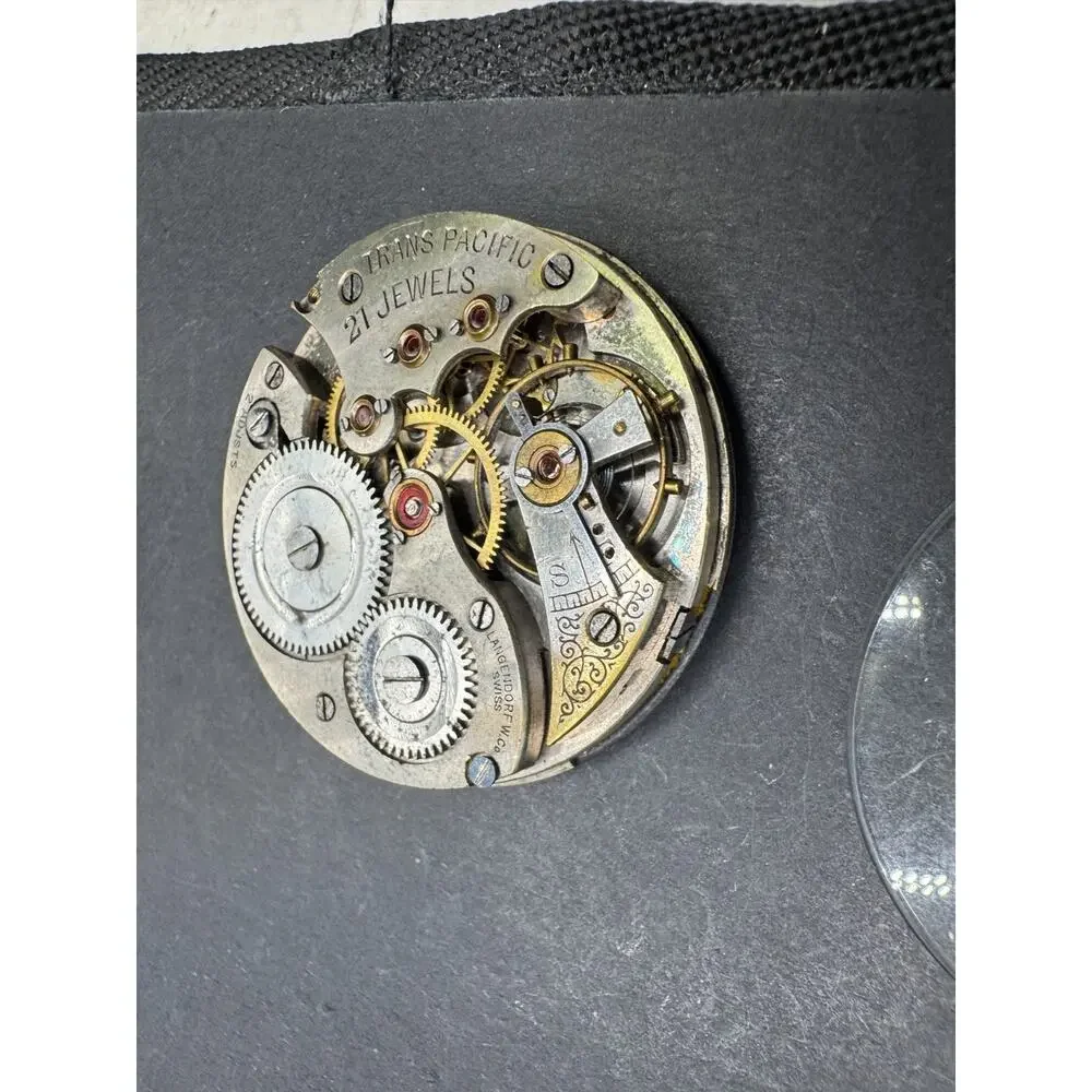 Vintage Trans Pacific 21 Jewels Pocket Watch Movement Langendorf Swiss